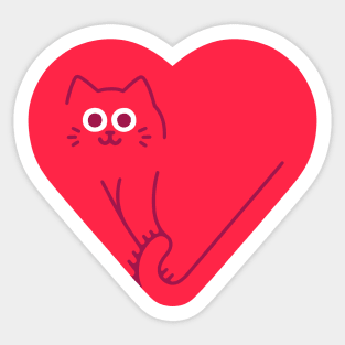 Cute Cat Heart Sticker